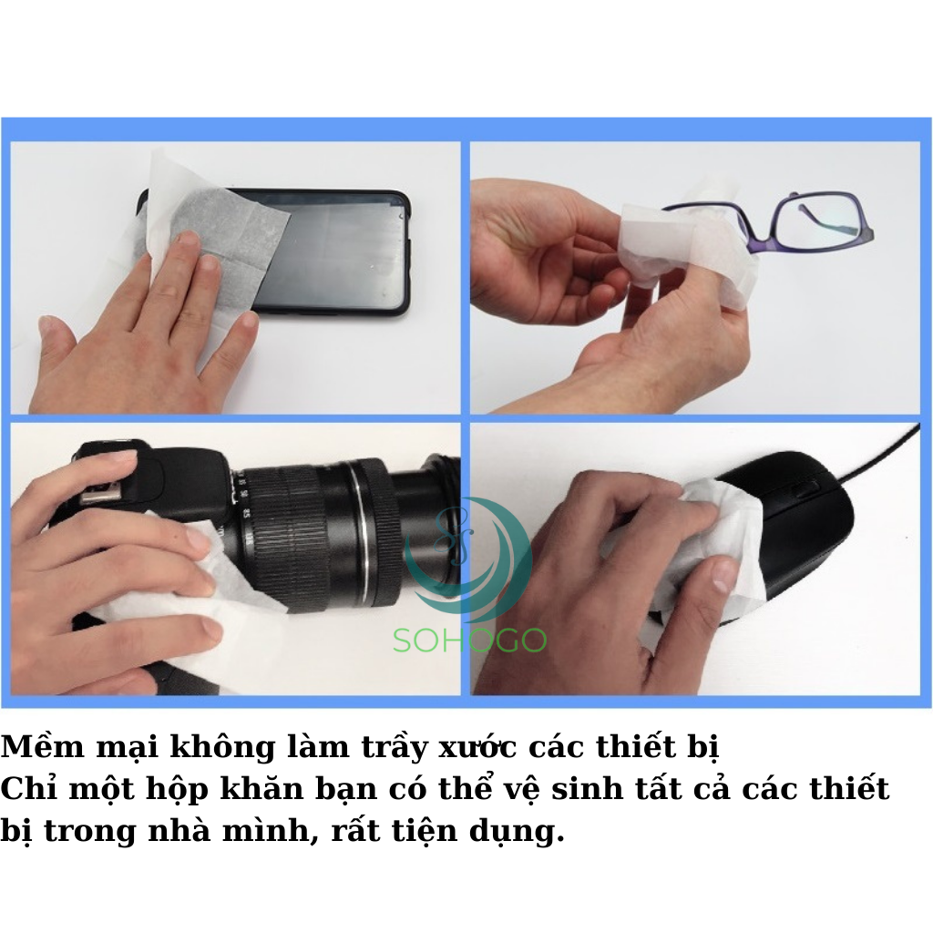 Khăn lau màn hình đa năng 68 miếng-Khăn vệ sinh đa năng dùng lau kính, bàn phím, chuột máy tính, màn hình LCD, màn hình máy tính, điện thoại,… Hàng nhập khẩu