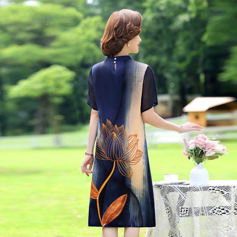 ️Có Big Size️ Đầm Trung Niên Thêu Hoa Cao Cấp Cho Mẹ Đi Tiệc, Váy Suông Trung Niên Sang Trọng Làm Quà Tặng Mẹ
