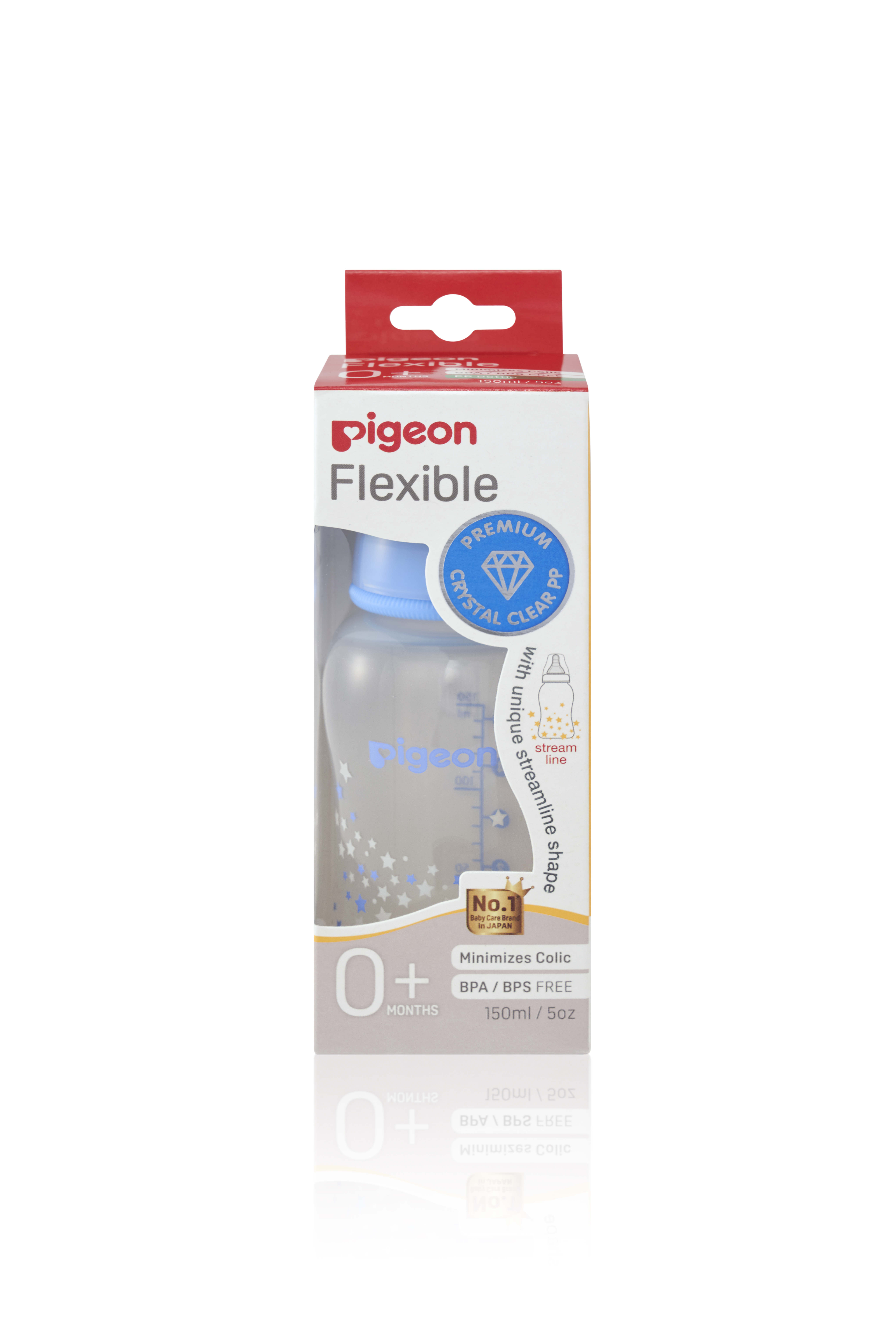 Bình sữa cổ hẹp PP Streamline hình ngôi sao hồng/xanh Pigeon 150ml