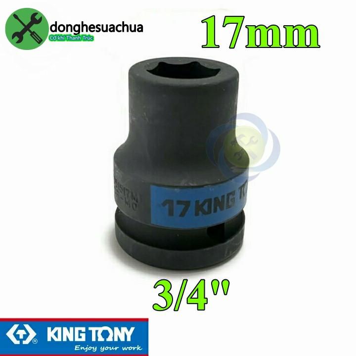 Tuýp 17mm 3/4 Kingtony 651517M loại ngắn 6 cạnh màu đen