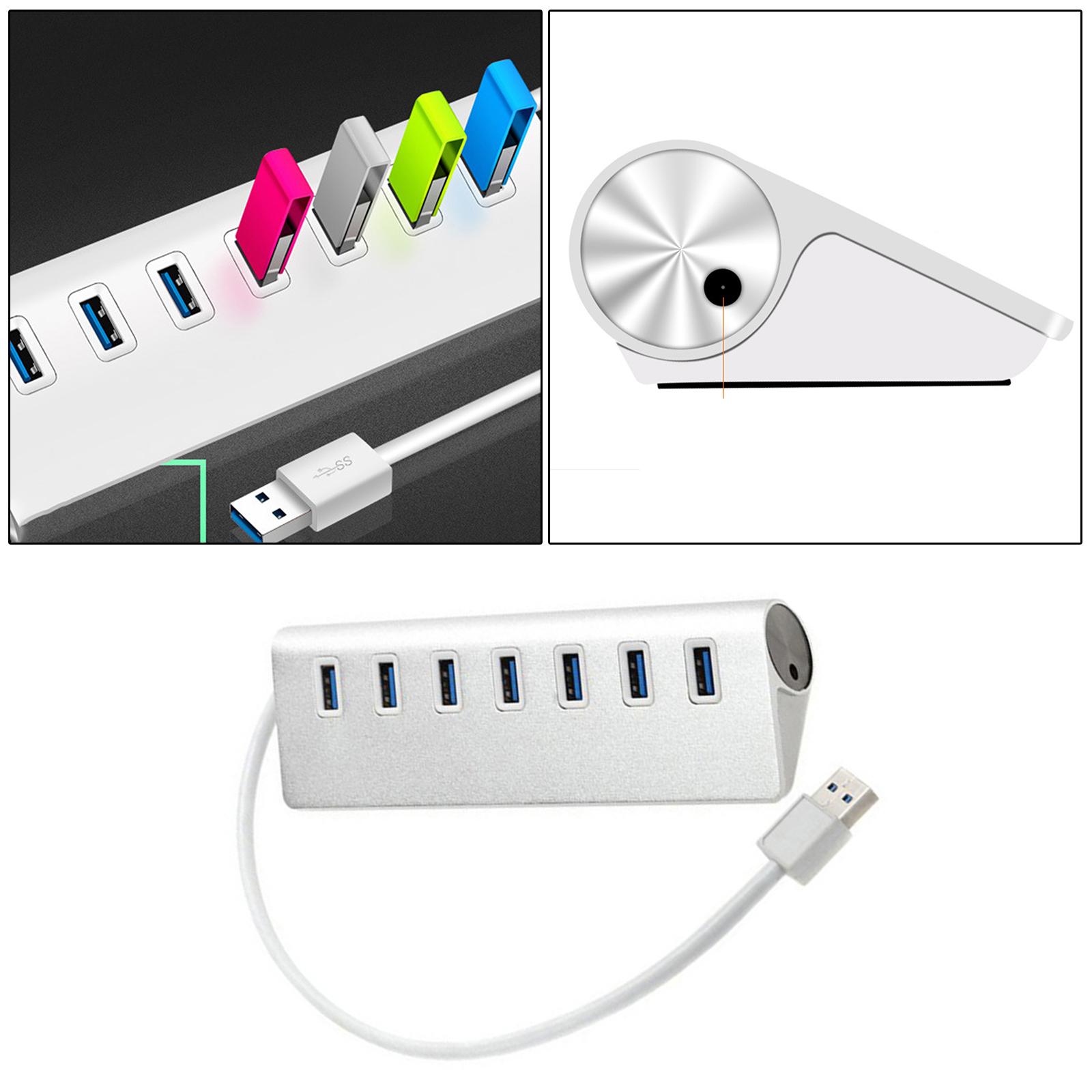 USB HUB 3.0 Splitter 7 Port with Universal 5V AC Adapter for PC Flash Drive