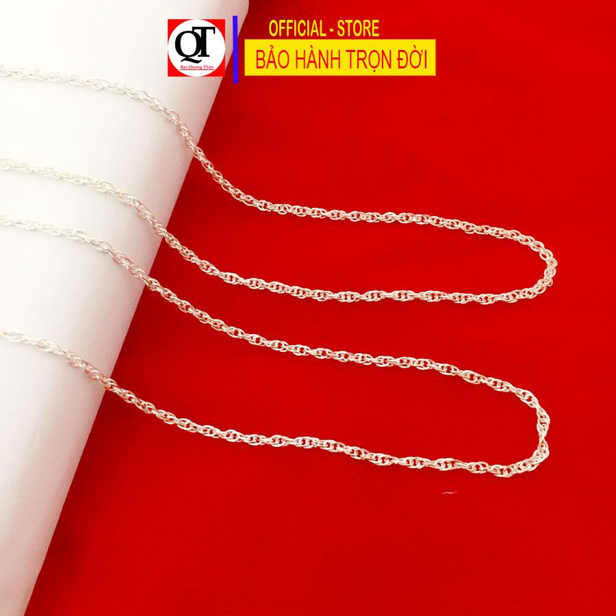Dây chuyền nữ bạc ta kiểu kép xoắn mặt dây nữ đính kim cương nhân tạo 6ly cao cấp trang sức Bạc Quang Thản.