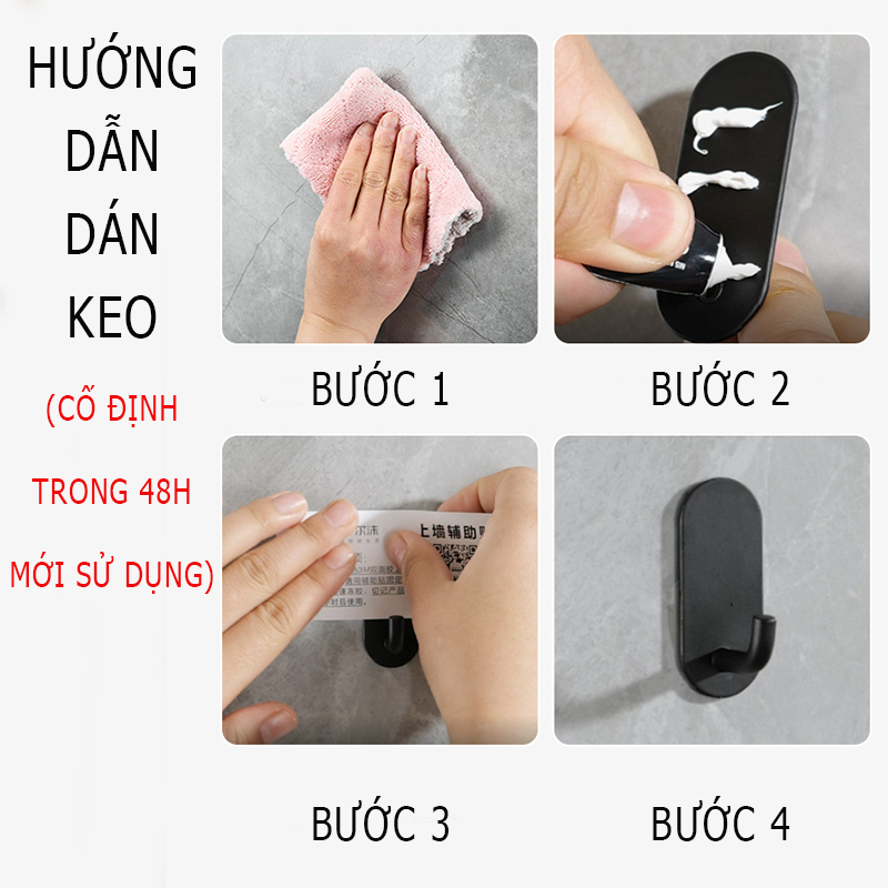 Móc treo dán tường treo đồ đa năng bằng thép không gỉ sơn tĩnh điện