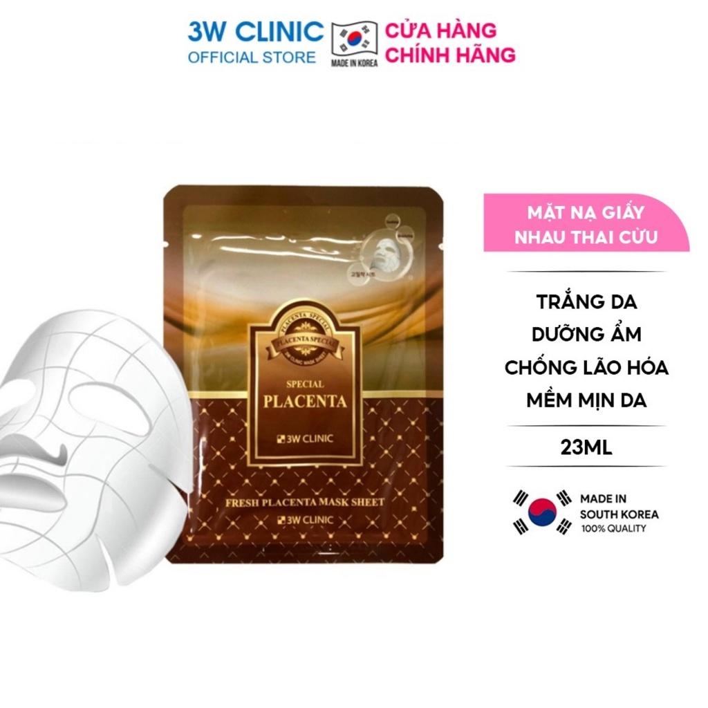 Combo 5 Mặt Nạ Nhau Thai Cừu 3W Clinic Fresh Placenta Mask Sheet 23ml/Miếng