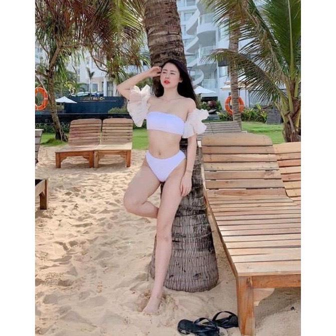 Bikini # Đồ Bơi Đi Biển Hai Mảnh Set Ba Món Cúp Ngực Tay Ren Quần Cạp Thấp BM-073