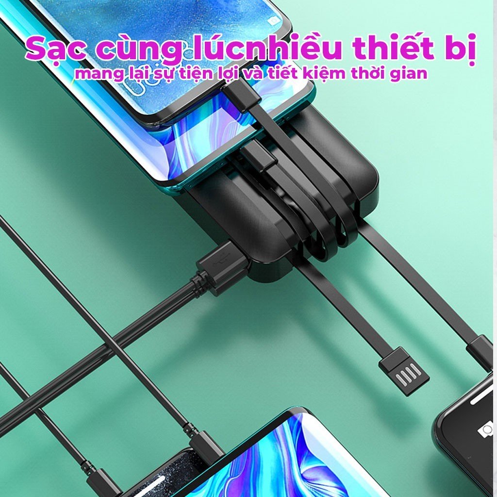 Pin Sạc Dự Phòng 20.000mAh PIXLINK - 2 Cổng Sạc Vào Type-C/Micro Tích hợp sẵn 4 đầu sạc chuyên dụng tiện lợi - Hàng chính hãng/ Hàng nhập khẩu