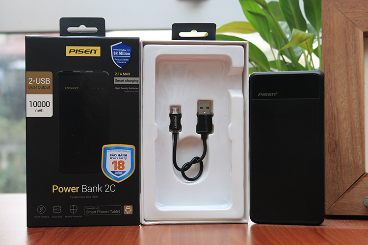 Pin Sạc Dự Phòng Pisen 10000mAh 2C - Hàng Chính Hãng