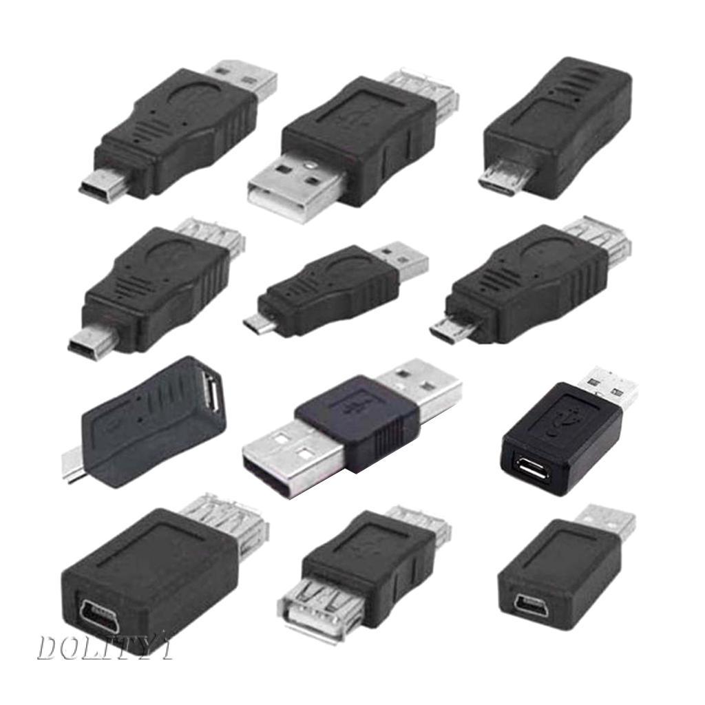 12 bộ chuyển đổi OTG USB 2.0 A nam sang nữ Micro USB Micro-B Mini-B chất lượng cao