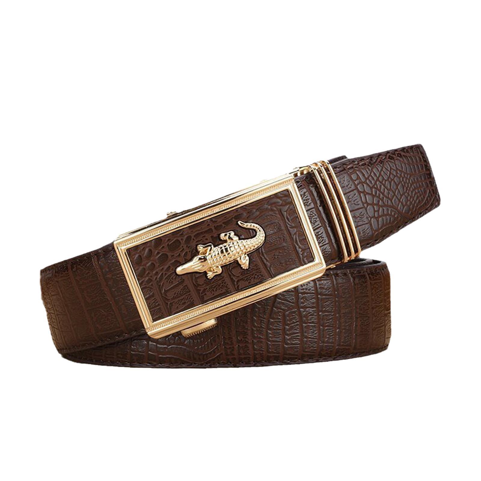 Men Belt Slide Ratchet Belt Adjustable Fashion Decorative PU Leather 120cm Casual Belt Work Belt for, Shirt, Pants, Wedding, Party