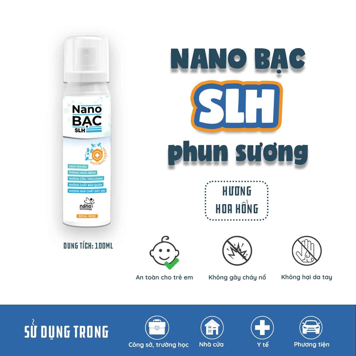 [100ml-Hoa Hồng] NANO BẠC SLH KHỬ KHUẨN PHUN SƯƠNG