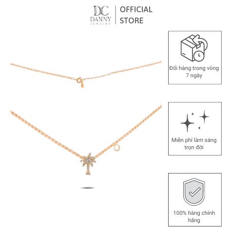 Dây Chuyền Có Mặt Danny Jewelry Bạc 925 Xi Vàng Hồng/Rhodium Hình Cây Dừa Đính Đá CZ DM047