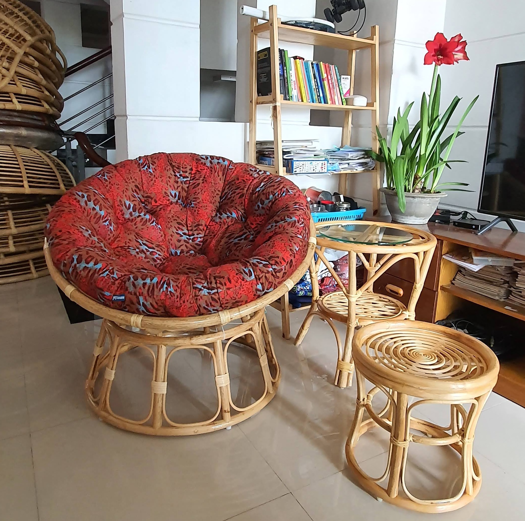 Ghế thư giãn papasan Hoa tiết đỏ