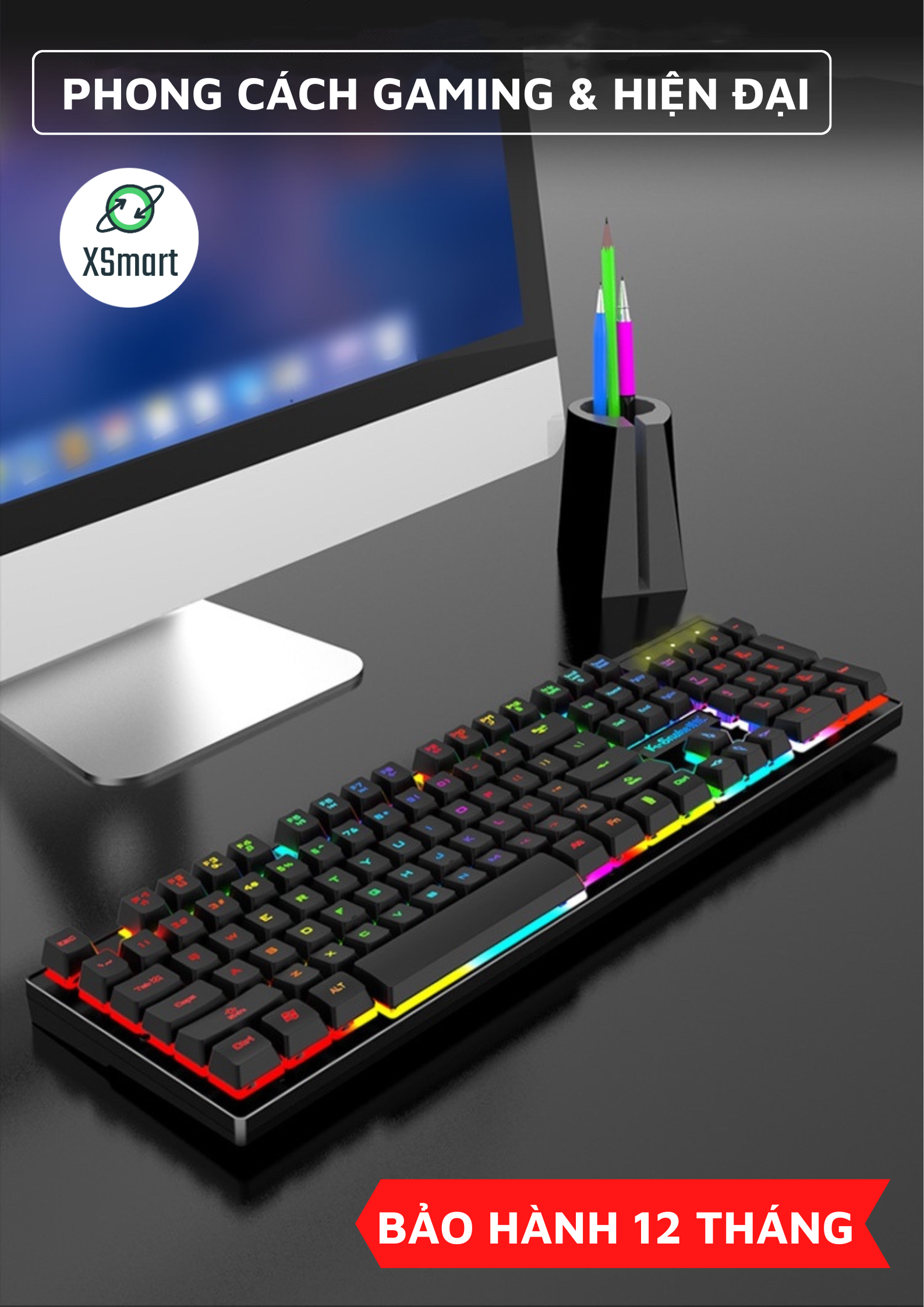 Bàn Phím Giả Cơ Máy Tính Gaming LED 7 Màu K-Snak4 Có Đèn Led RGB Cực Đẹp, Phím Gõ Êm, Tương Thích Máy Tính, Pc, Laptop-Hàng Chính Hãng