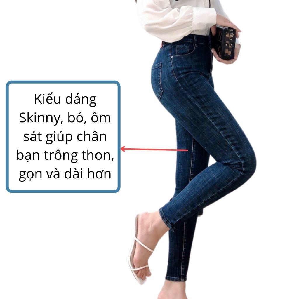Quần bò nữ ôm cạp cao Araxie Quần Jean Skinny nữ Lưng Cao màu xanh co giãn tốt hack dáng M9451