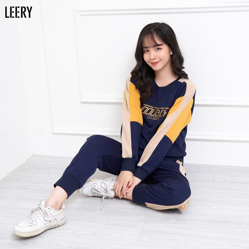 Bộ thể thao nữ LEERY mặc thu đông set bộ nữ sang chảnh đi làm đi chơi chất liệu umi Hàn cao cấp BTT-01