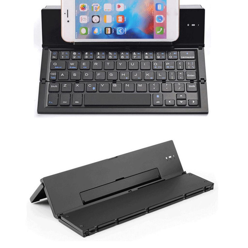 Foldable Tri-fold Bluetooth Keyboard Triple Wireless For PC Folding Black