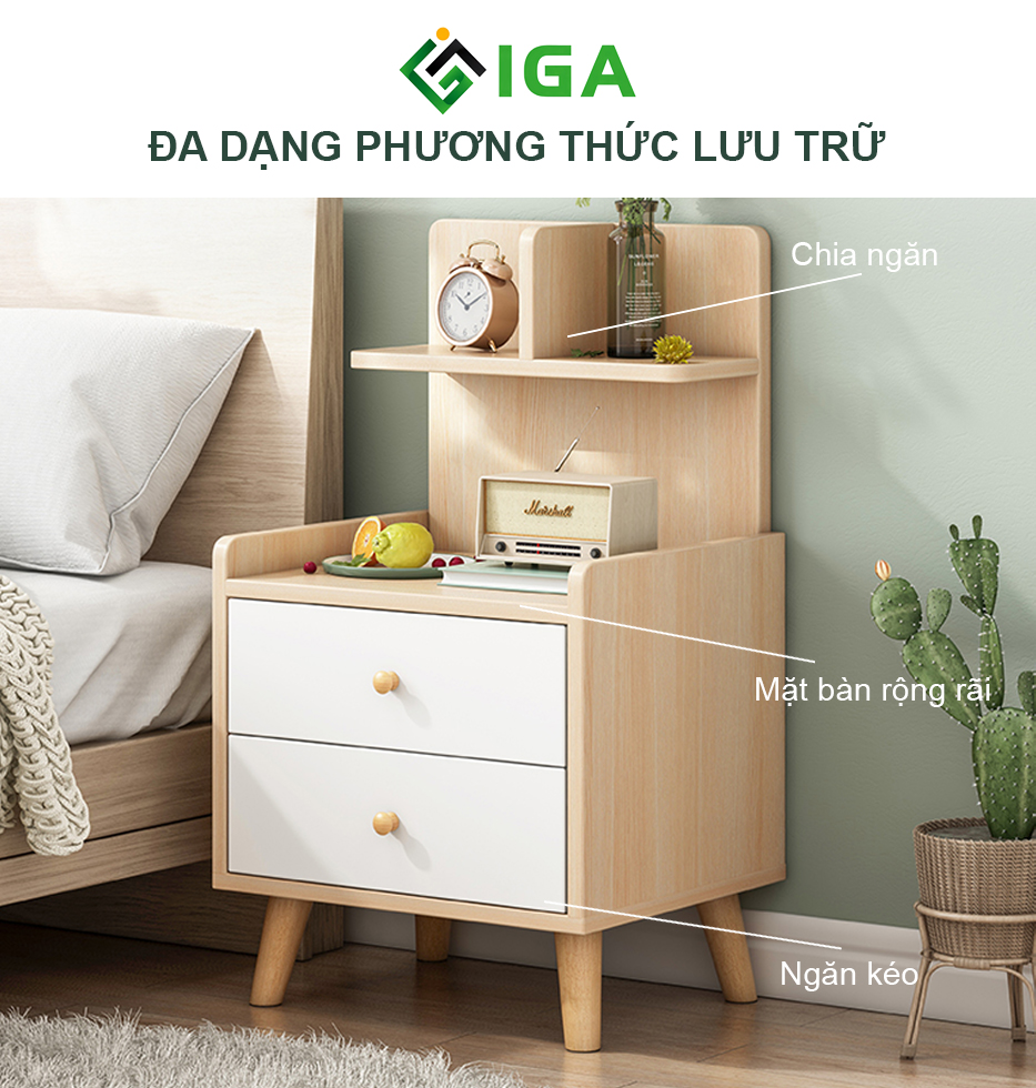 Tủ Đầu Giường, Tab Đầu Giường Phong Cách Nordic Thương Hiệu IGA - GP172