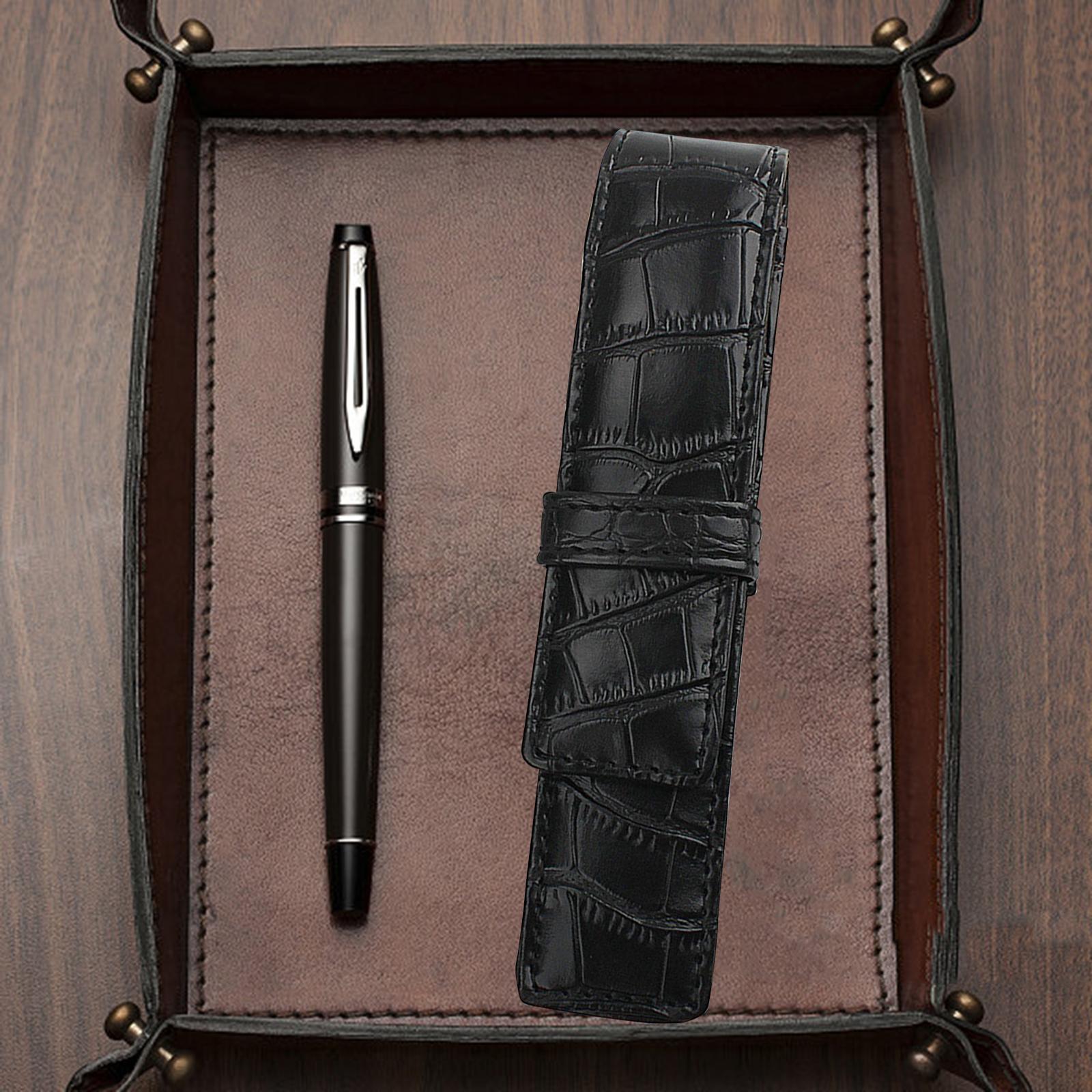 PU Leather Pencil Case Pens Holder Organizer Pouch Retro Style Pen Bag for Businessmen, Students, Adults, Home, School