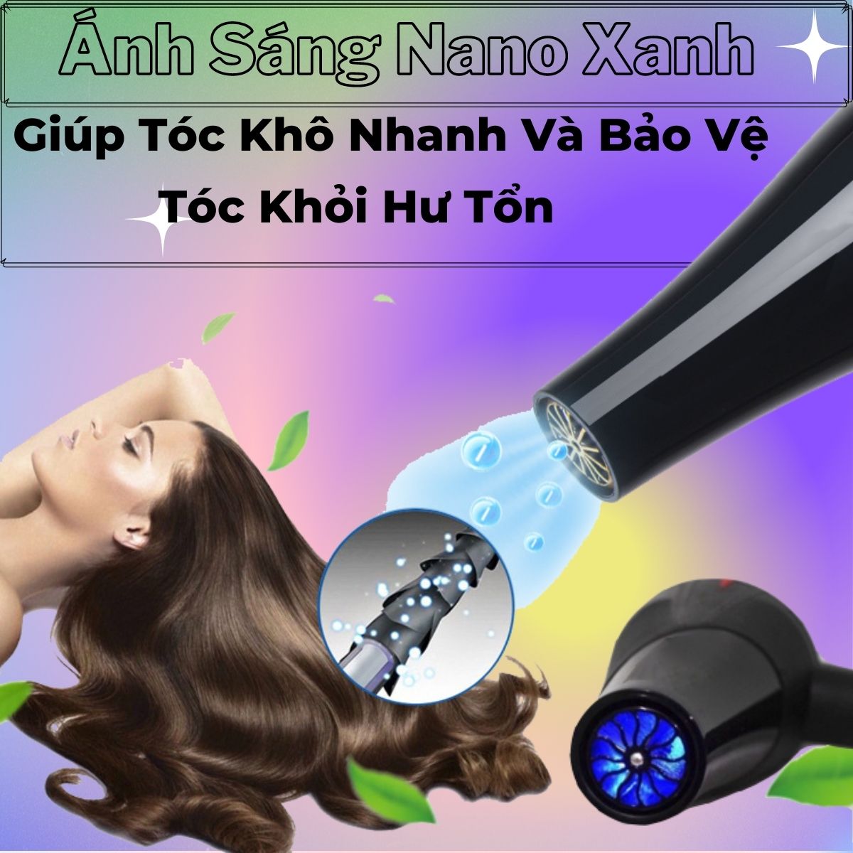 Máy Sấy Tóc 2 Chiều Nóng Lạnh Cao Cấp 3500w - Chất Liệu Nhựa Cao Cấp, Tích Hợp Ánh Sáng Nano Bảo Vệ Tóc Và Đầu Tạo Kiểu Thông Minh Cùng Nhiều Mức Gió Điều Chỉnh