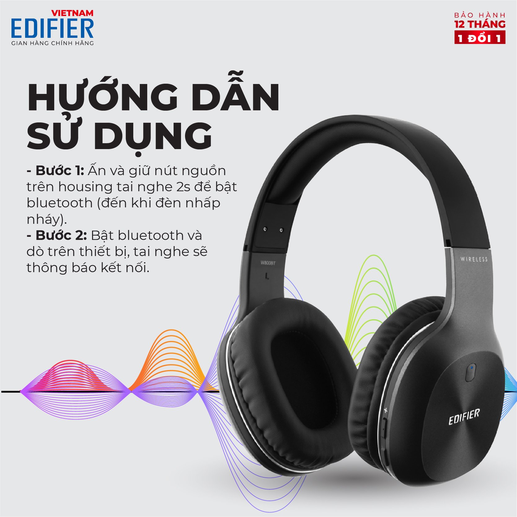 Tai nghe chụp tai Bluetooth 5.0 thể thao EDIFIER W800BT Plus Chống ồn - Hàng chính hãng