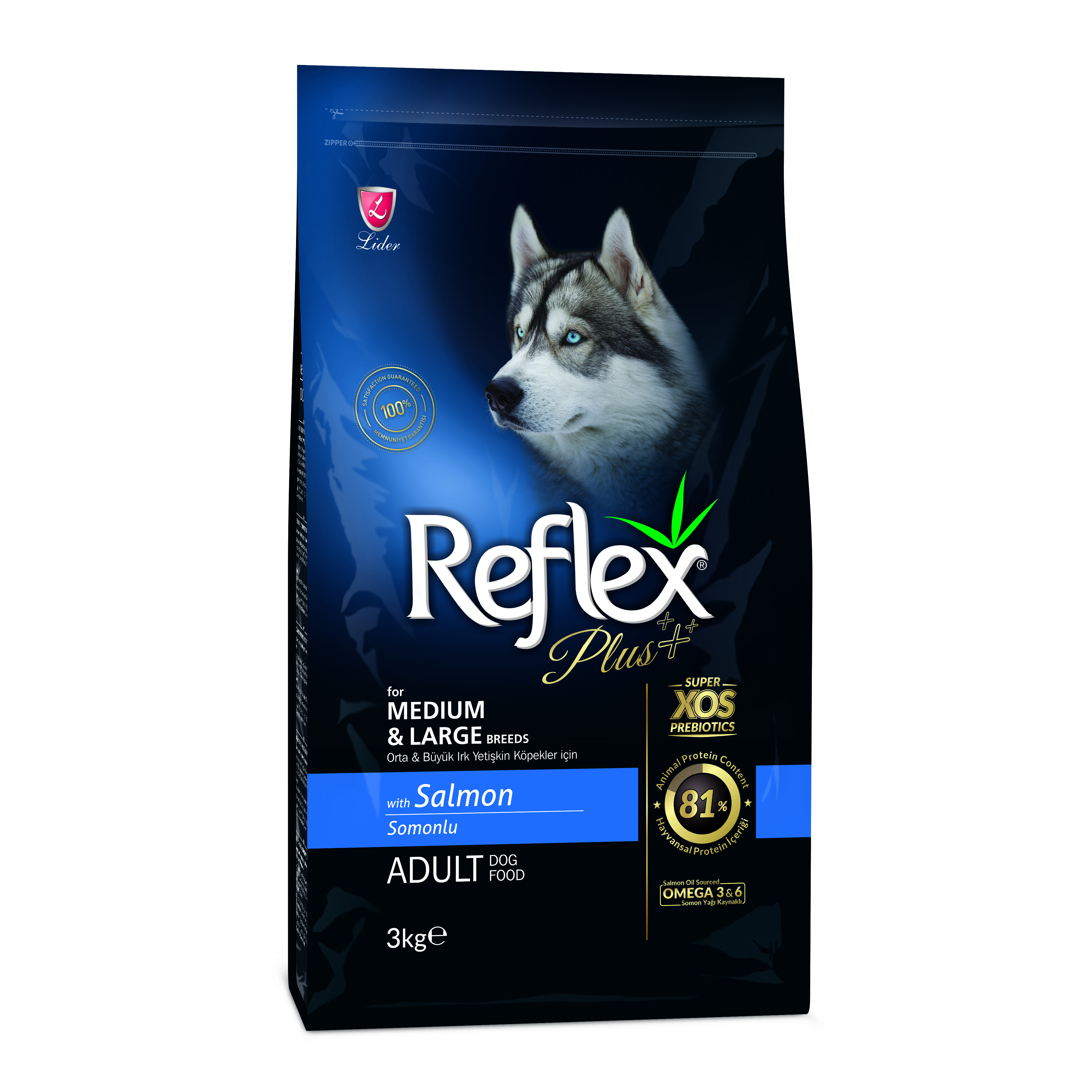 Thức ăn cho chó Reflex Plus Medium &amp; Large Breed Adult Dog Food Salmon (3kg)