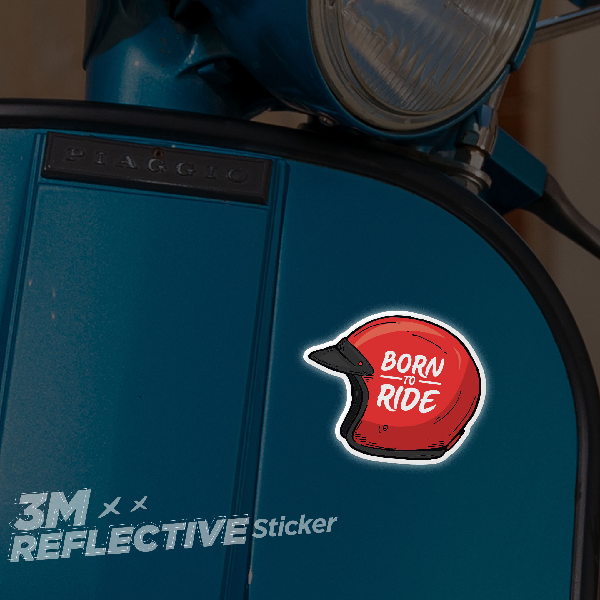 BORN TO RIDE HELMET 3M - Reflective Sticker Die-cut Hình dán phản quang thương hiệu STICKER FACTORY