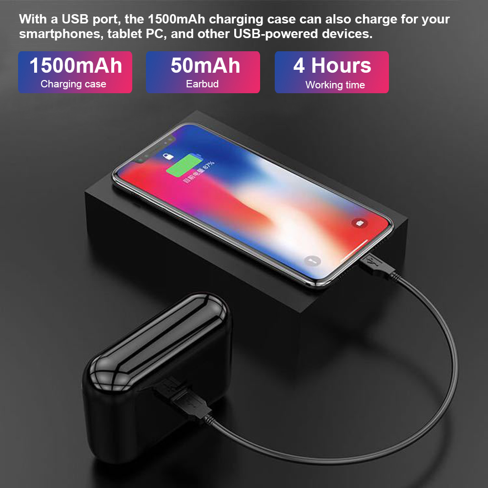 Tai Nghe Không Dây HBQ-Q32 TWS Bluetooth 5.0 Với Hộp Sạc Mic
