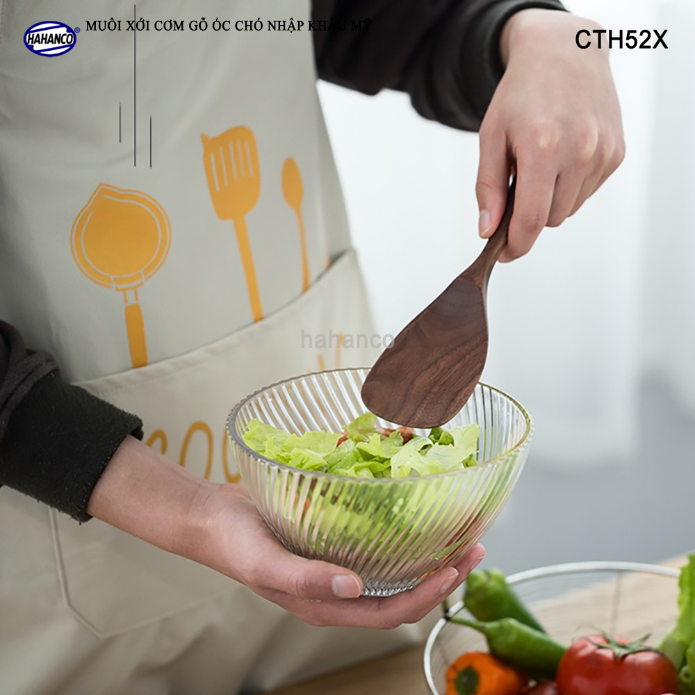 Muôi xới cơm gỗ Óc Chó nhập khẩu Mỹ dáng tròn Muôi Đa năng - có thể chiên xào chịu nhiệt độ cao