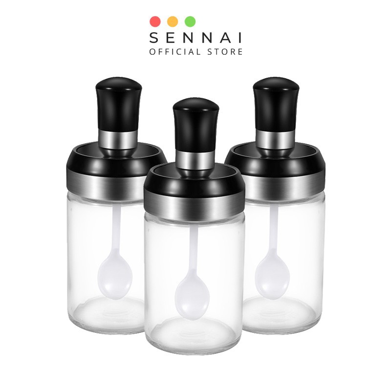 Lọ Đựng Gia Vị Thủy Tinh Kèm Thìa SENNAI 250ml