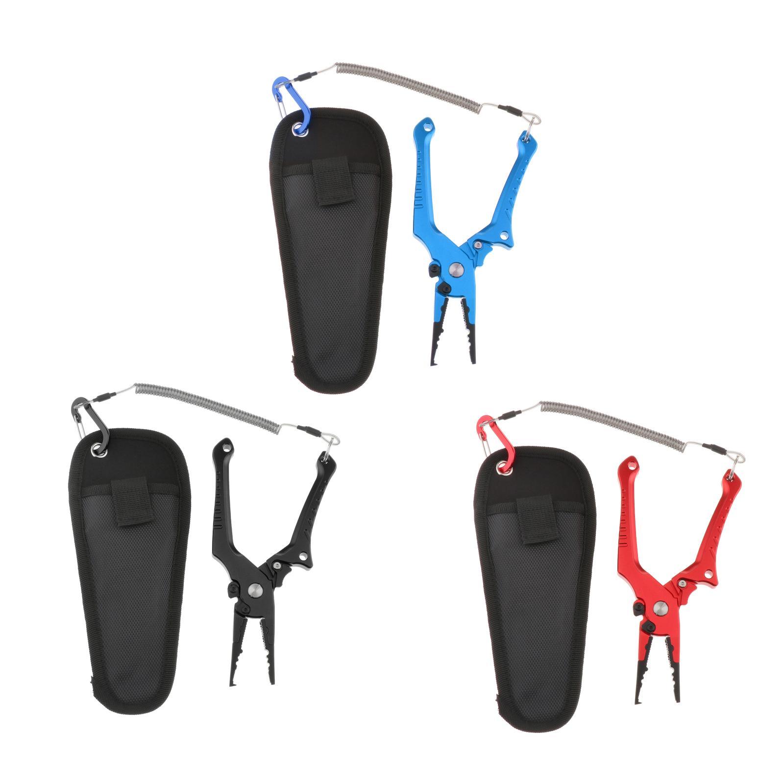 Aluminum Alloy Fishing Pliers Lightweight Fishing Tackle Pliers Braid Cutters, Equipped with Sheath and Lanyard