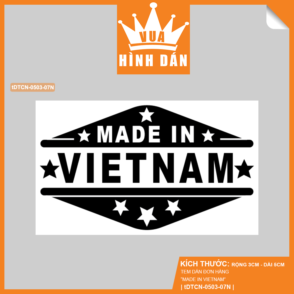 Set 50/100 sticker MADE IN VIETNAM tem dán túi / gói hàng dành cho shop Vua Hình Dán