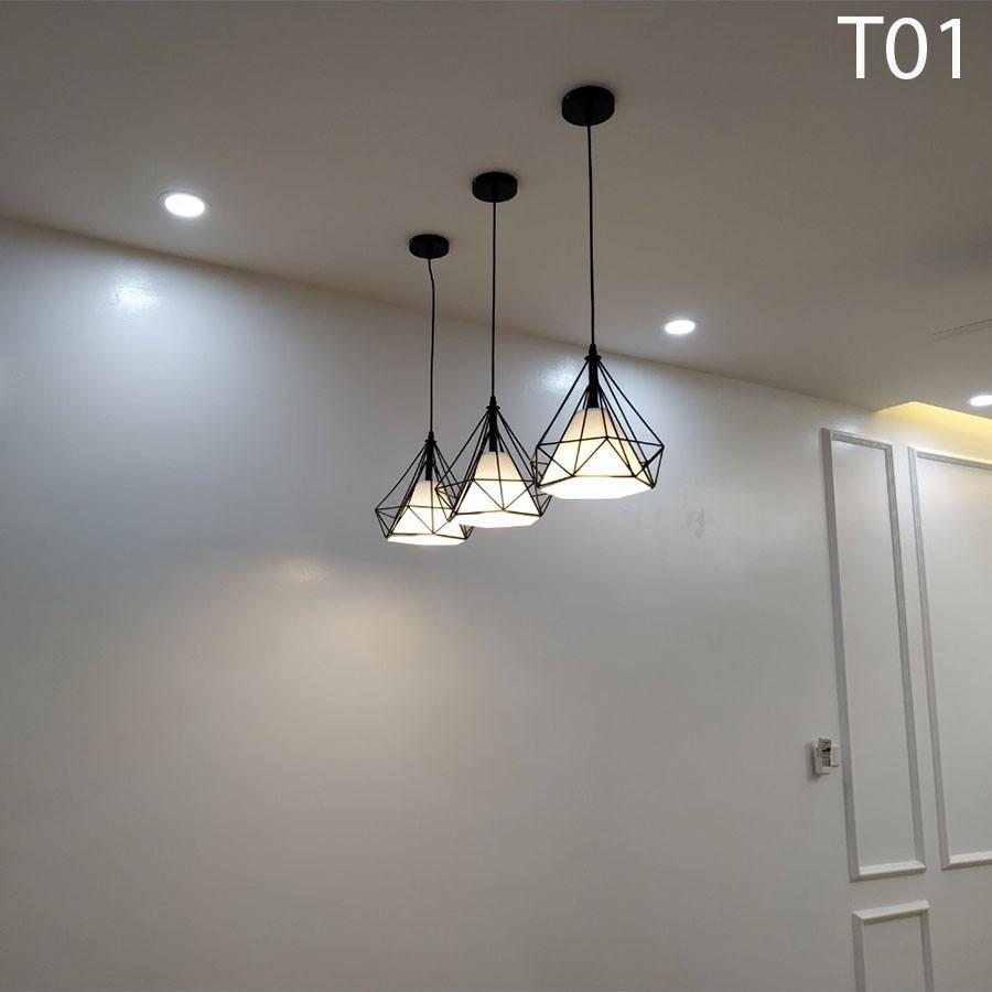 Đèn thả kim cương đen khung sắt sơn tĩnh điện phi 250-T01