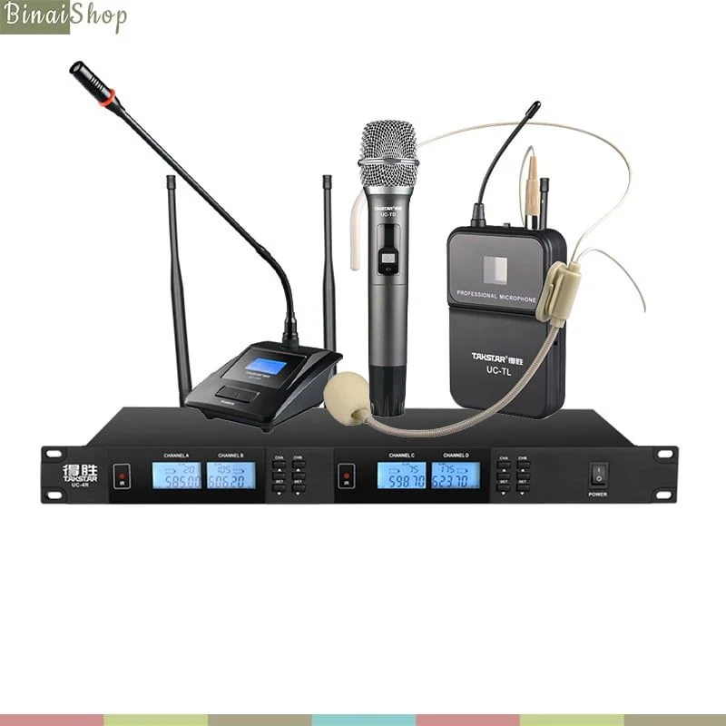 Takstar UC-4R - Micro Không Dây UHF Cho Karaoke, Hội Nghị, Giảng Dạy, Phát Thanh Phạm Vi Thu 100m - Hàng Chính Hãng