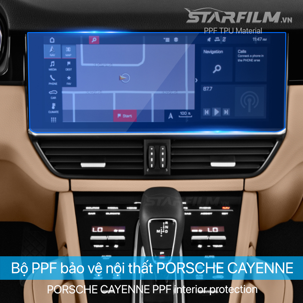 Porsche Cayenne 2022 PPF TPU nội thất chống xước tự hồi phục STARFILM