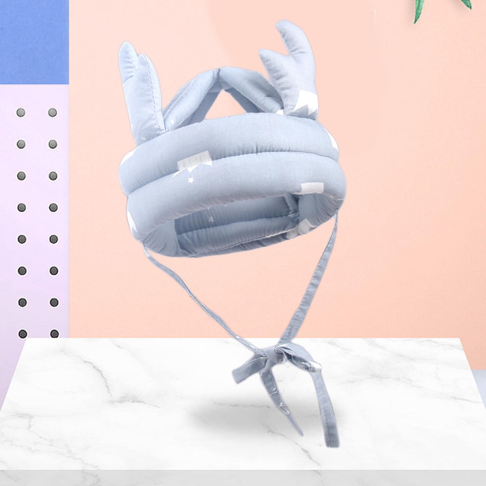 Protective Cap Adjustable Breathable Head Protection for Crawling Boys Blue