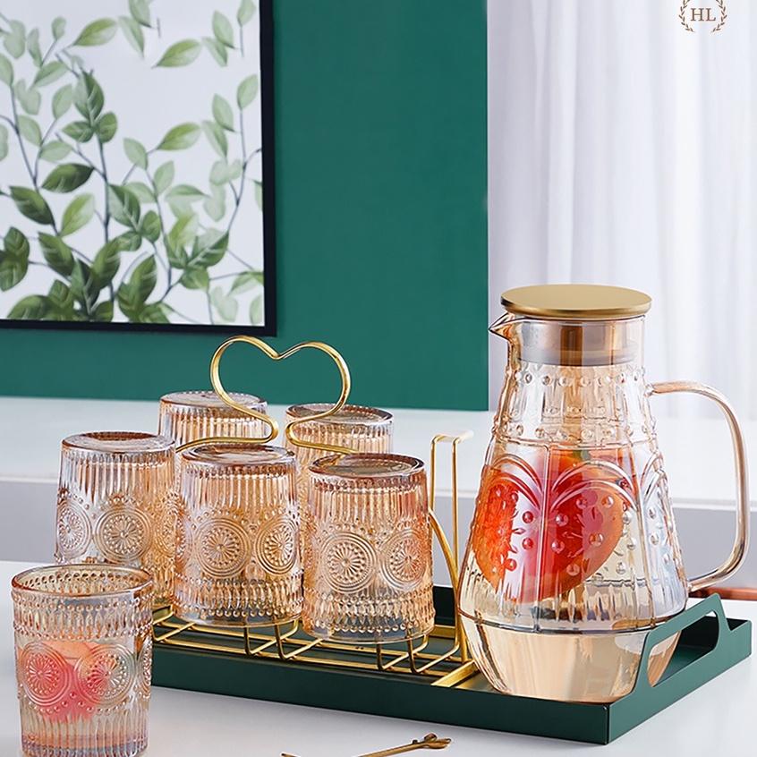 Bình cốc thủy tinh Decor chịu nhiệt Borosilicate | Bình Ly Thủy Phong cách Dubai họa tiết Ả Rập 2022 ( Hàng có sẵn )