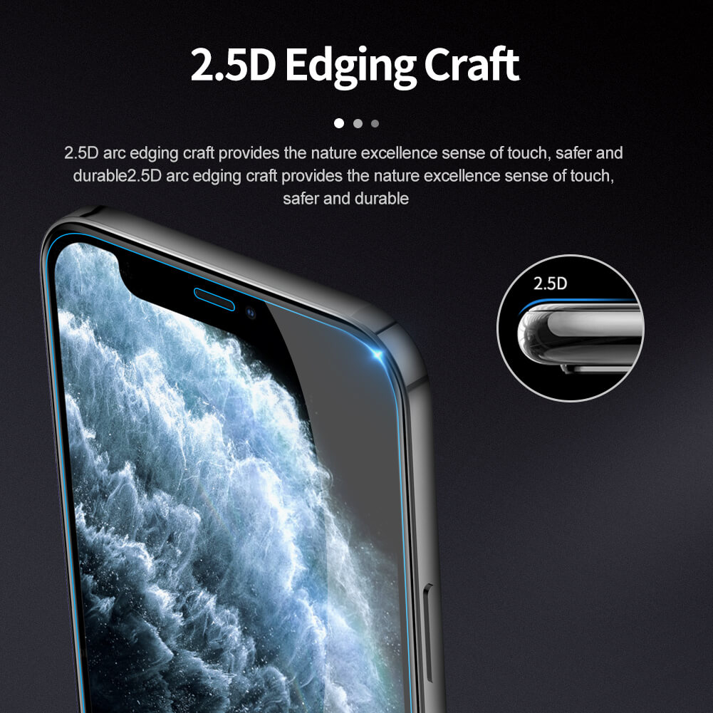 Miếng dán màn hình kính cường lực cho iPhone 12 Mini (5.4 inch) hiệu Nillkin Amazing H+ Pro mỏng 0.2 mm, vát cạnh 2.5D, chống trầy, chống va đập - Hàng chính hãng