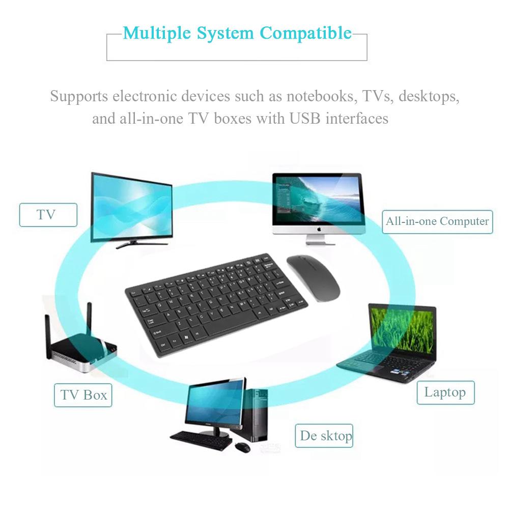2.4GHz Đa Phương Tiện Nút Công Thái Combo Mini Gia Đình Bàn Phím Chuột Không Dây Siêu Mỏng Quang Chơi Game Không Trượt Nhạy Cảm