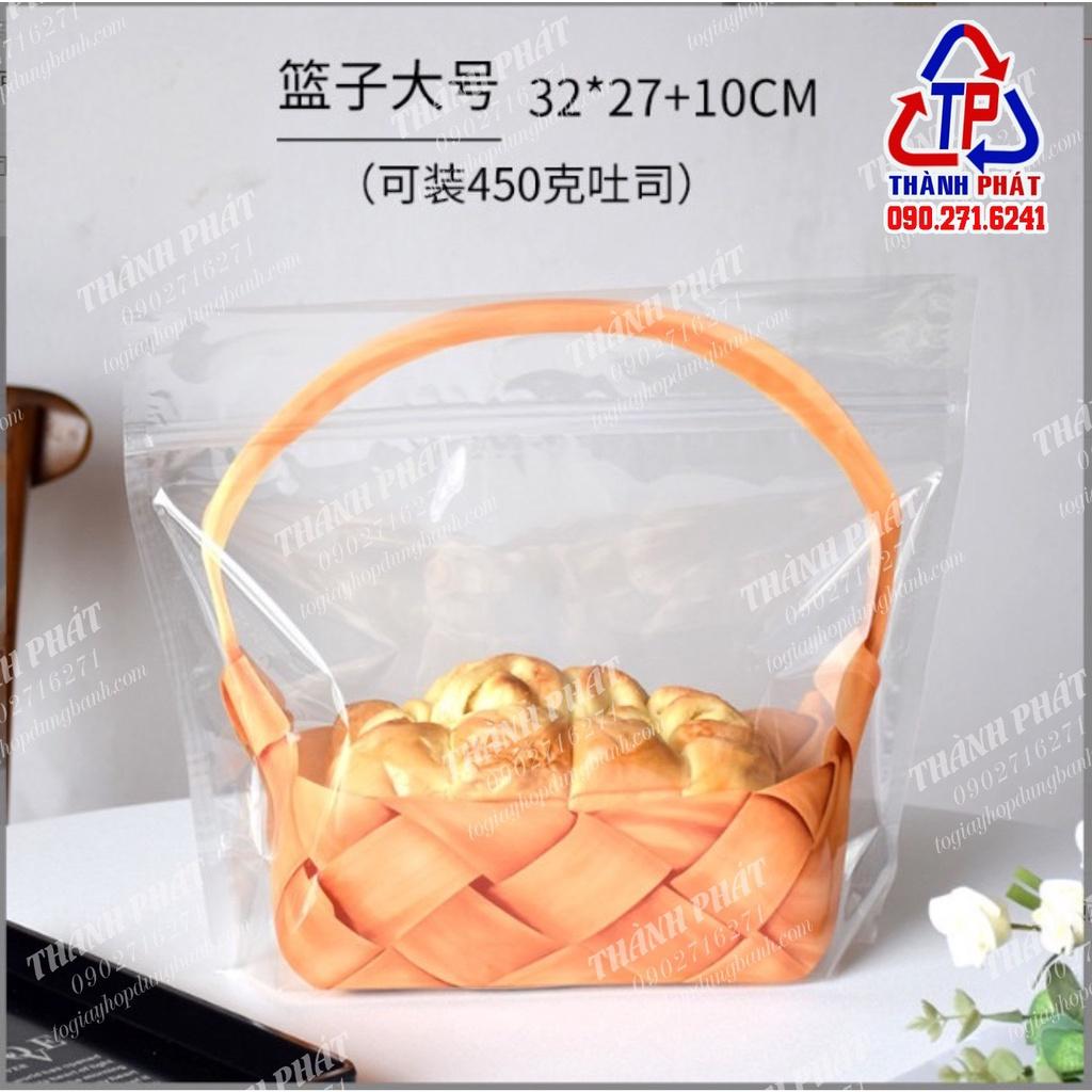 50 Túi zip hình giỏ xách đựng bánh mì hoa cúc - bánh kẹo mứt tết - bánh ngọt sừng trâu