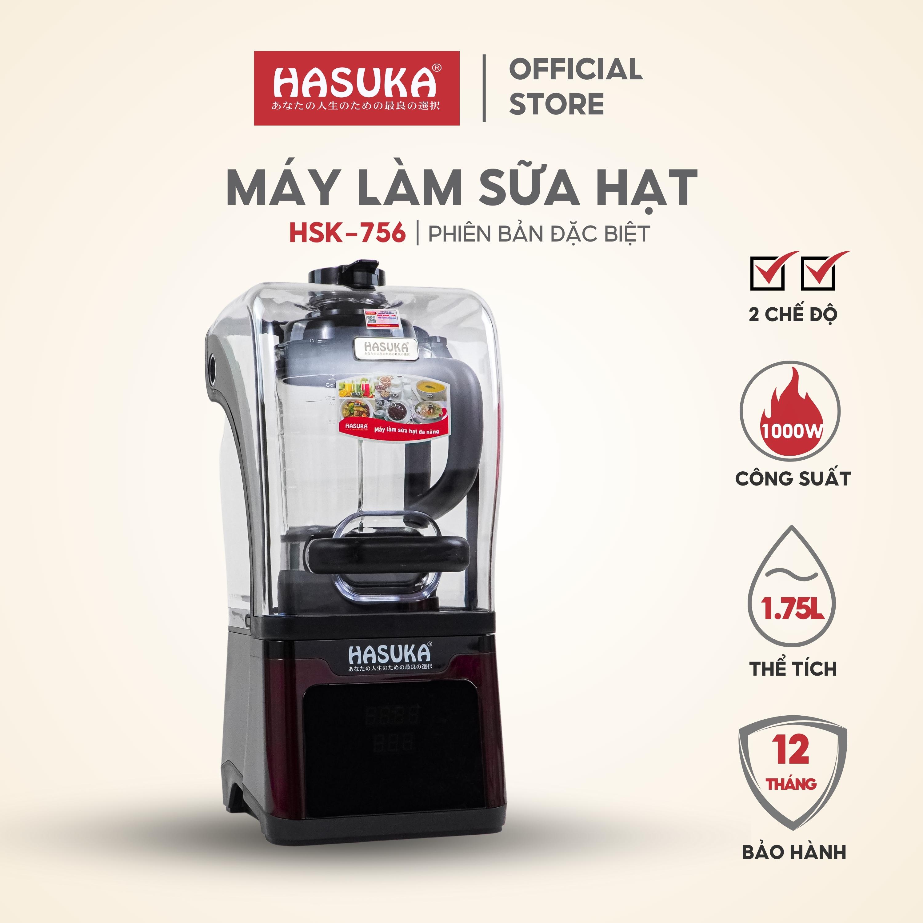 Máy làm sữa hạt HASUKA HSK-756 dung tích 1.75L, công suất 800-1000W- menu nấu tự động chống tràn và ngắt điện an toàn - HÀNG CHÍNH HÃNG