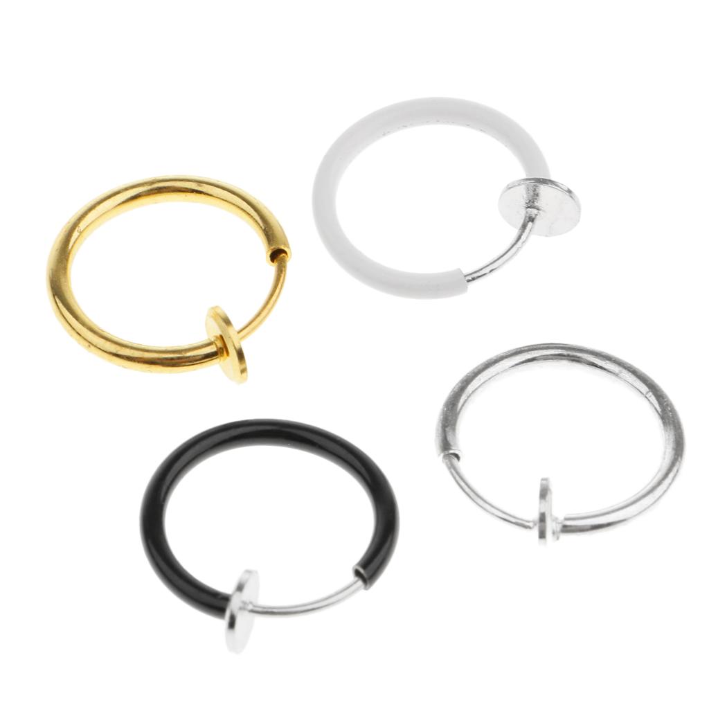 4pcs   Ear Hoops Lip Nose Septum Ring for Women No Piercing Jewelry