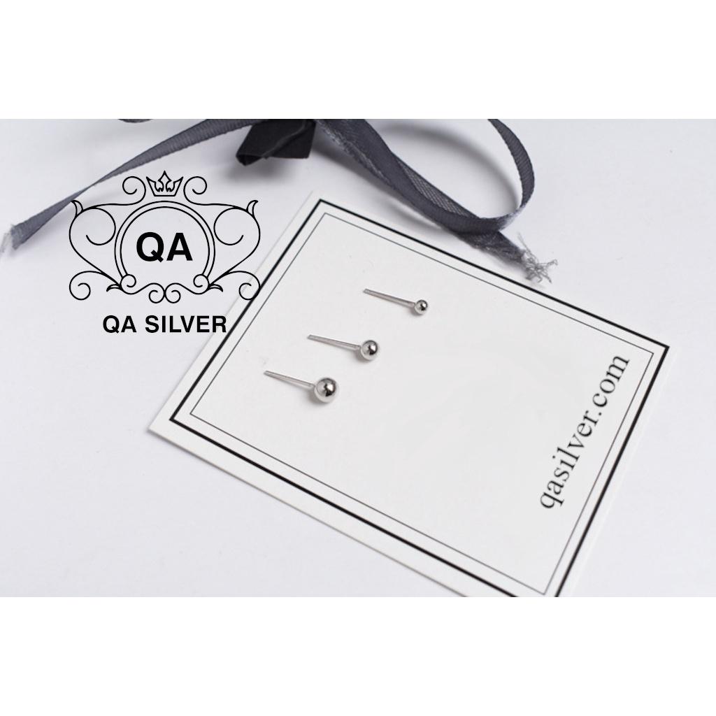 Bông tai bạc 925 bi nụ tròn khuyên nam nữ trơn tối giản S925 BASIC QA SILVER Earrings EA170508