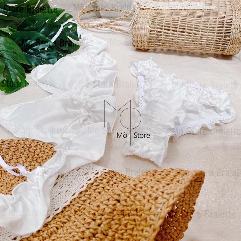 Set bra dún trắng nữ CÁ CONCEPT đồ lót thiết kế nữ bra trắng phi đủ size