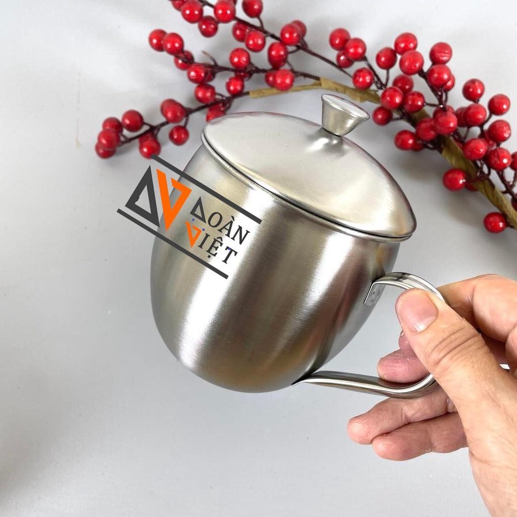 CA INOX SUS 304, 700ml , CỐC UỐNG NƯỚC, TÁCH uống trà, cà phê - Có nắp, kiểu dáng hình bầu dục sang trọng