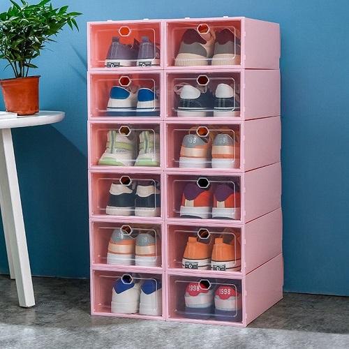 Hộp Đựng Giày Dép Lắp Ghép Thông Minh, Tủ Sắp Xếp Giày Nắp Nhựa Cứng Lắp Ráp Tiện Lợi
