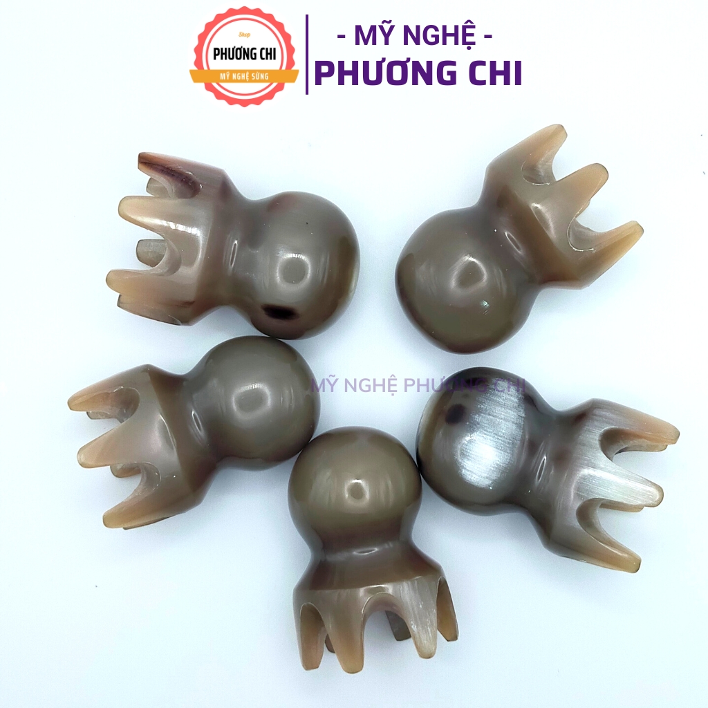 Dụng cụ massage đầu bằng sừng hình bạch tuộc, Cây mát xa đầu giúp lưu thông máu | Mỹ nghệ phương chi