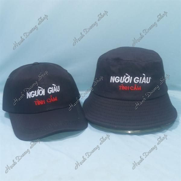 Set Nón Cặp Bucket & Cap Người Giàu Tình Cảm (NGT01);(NGK01) - Combo Người Giàu Tình Cảm