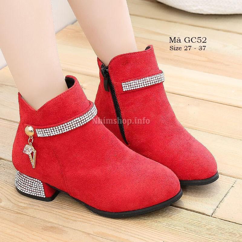 Giày boot bé gái cao gót phong cách Hàn Quốc cao 3cm phối màu độc đáo GC52