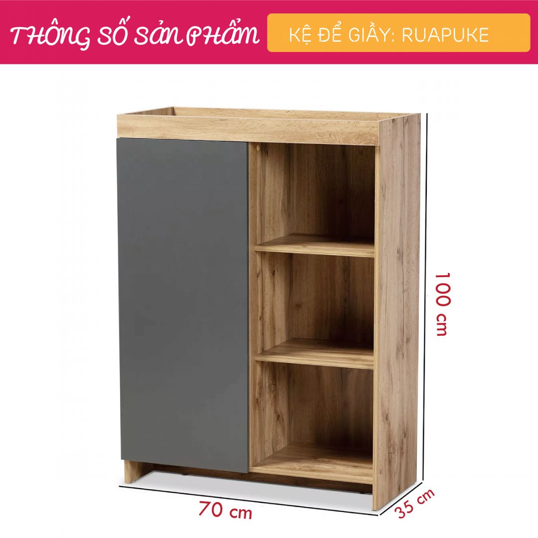 Kệ để giầy gỗ hiện đại SMLIFE Ruapuke | Gỗ MDF dày 17mm chống ẩm | D70xR35xC100cm