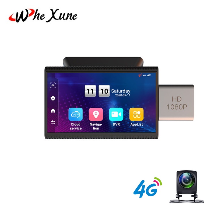 Camera hành trình ô tô cao cấp nhãn hiệu Whexune F8 màn hình cảm ứng 3 inch tích hợp 4G, Wifi, ra lệnh bằng giọng nói